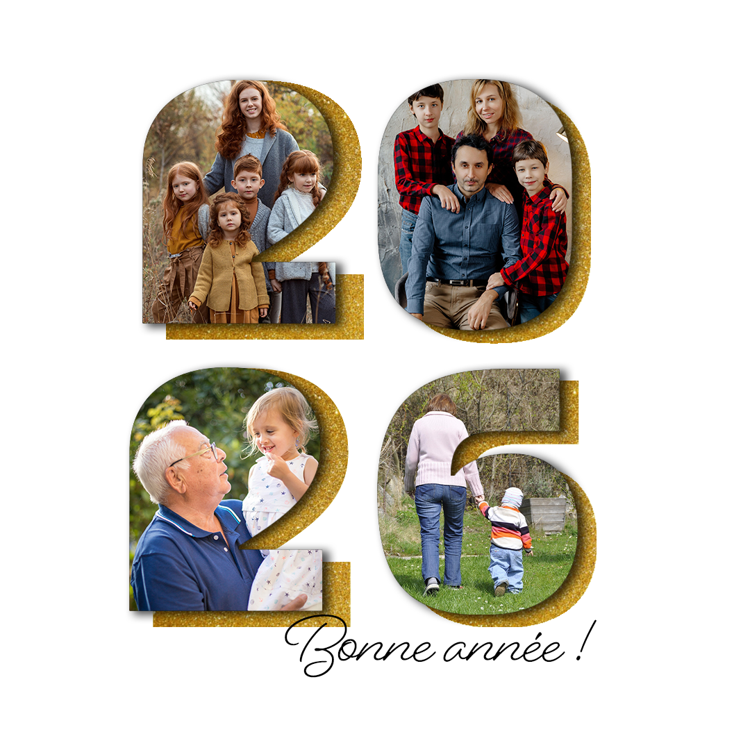 Modèle 15 - Carte de vœux 2026 carrée personnalisable